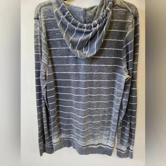 Vintage Billabong Women's Striped Full Zip-Up Hoodie, Blue & White Beach - Picture 2 of 3